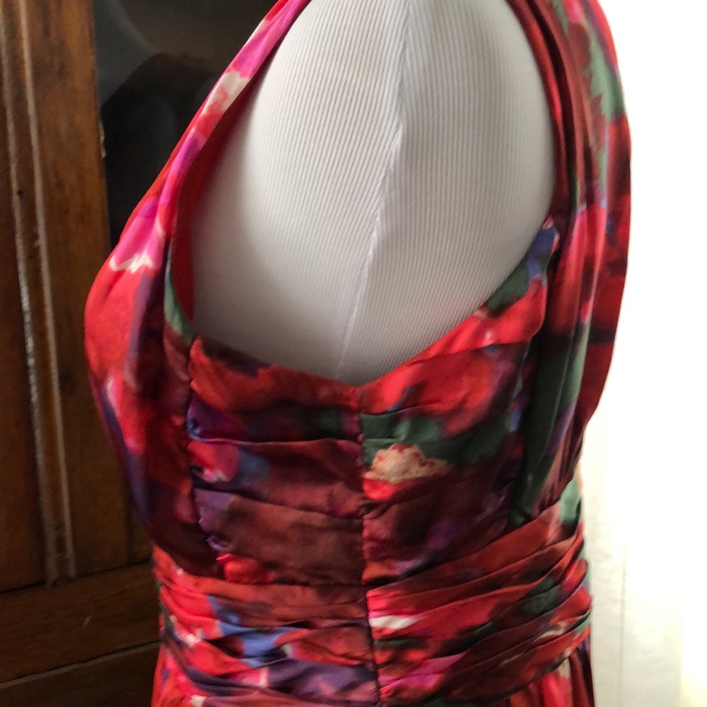 Banana Republic Red Print Silk Dress, Size 4 - Picture 3 of 8